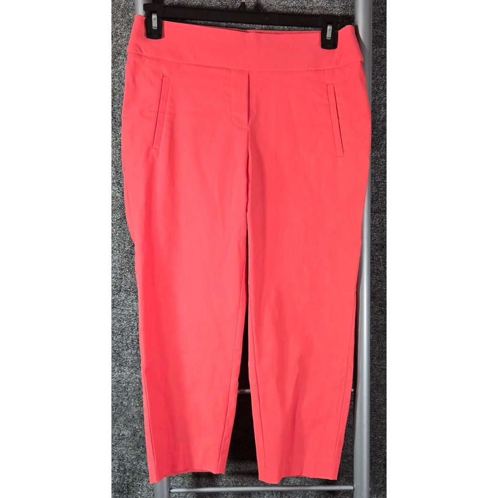 Apt 9 Womens Coral Pink Cropped Stretch Trousers Career Ankle Pants Size 8